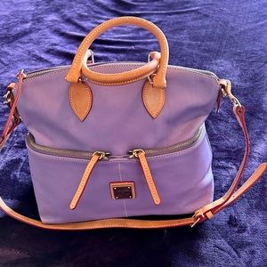 Dooney & Bourke Pocket Satchel - Lavender w/ Vachetta Leather Trim - VGUC